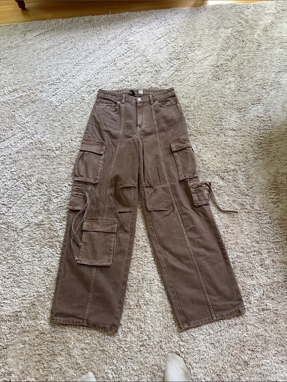 Divided Brown Wide-Leg Cargo Jeans